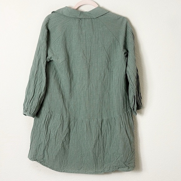 Club Monaco Puff Sleeve Half Button Down Mini Shirt Dress Color Seaspray size XS - Picture 4 of 12